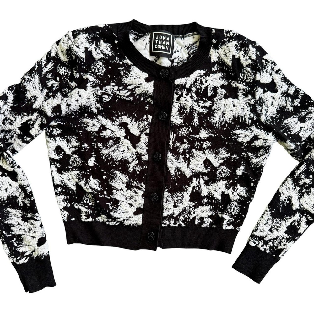 Jonathan Cohen abstract print textured black & white Cardigan - size S
